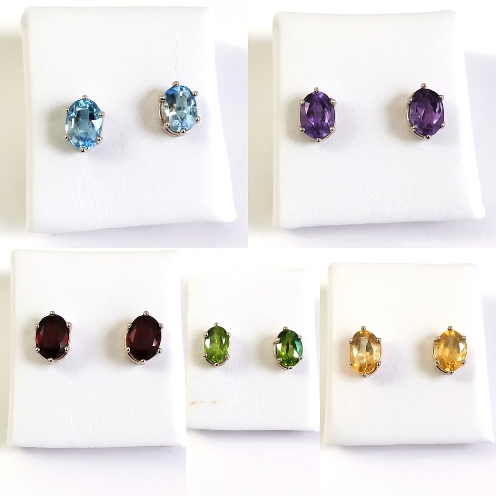 Sterling Silver 925 Gemstone Earrings Bundle 169$